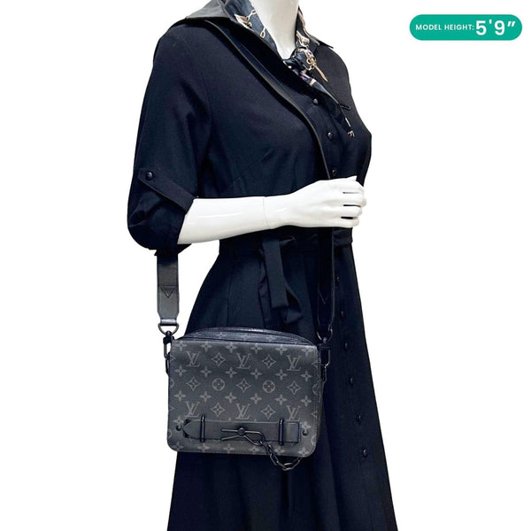 LOUIS VUITTON Steamer Monogram Eclipse Messenger Bag Black