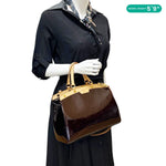 LOUIS VUITTON Brea MM Monogram Vernis Satchel Bag Amarante