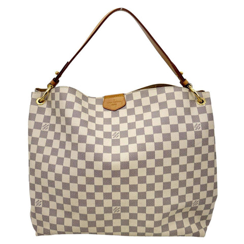 LOUIS VUITTON Graceful MM Damier Azur Hobo Shoulder Bag White