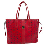 MCM Reversible Liz Large Visetos Canvas Shopper Tote Bag Red