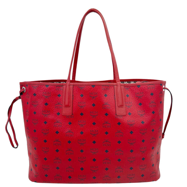 MCM Reversible Liz Large Visetos Canvas Shopper Tote Bag Red