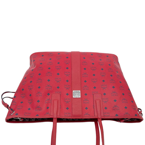 MCM Reversible Liz Large Visetos Canvas Shopper Tote Bag Red