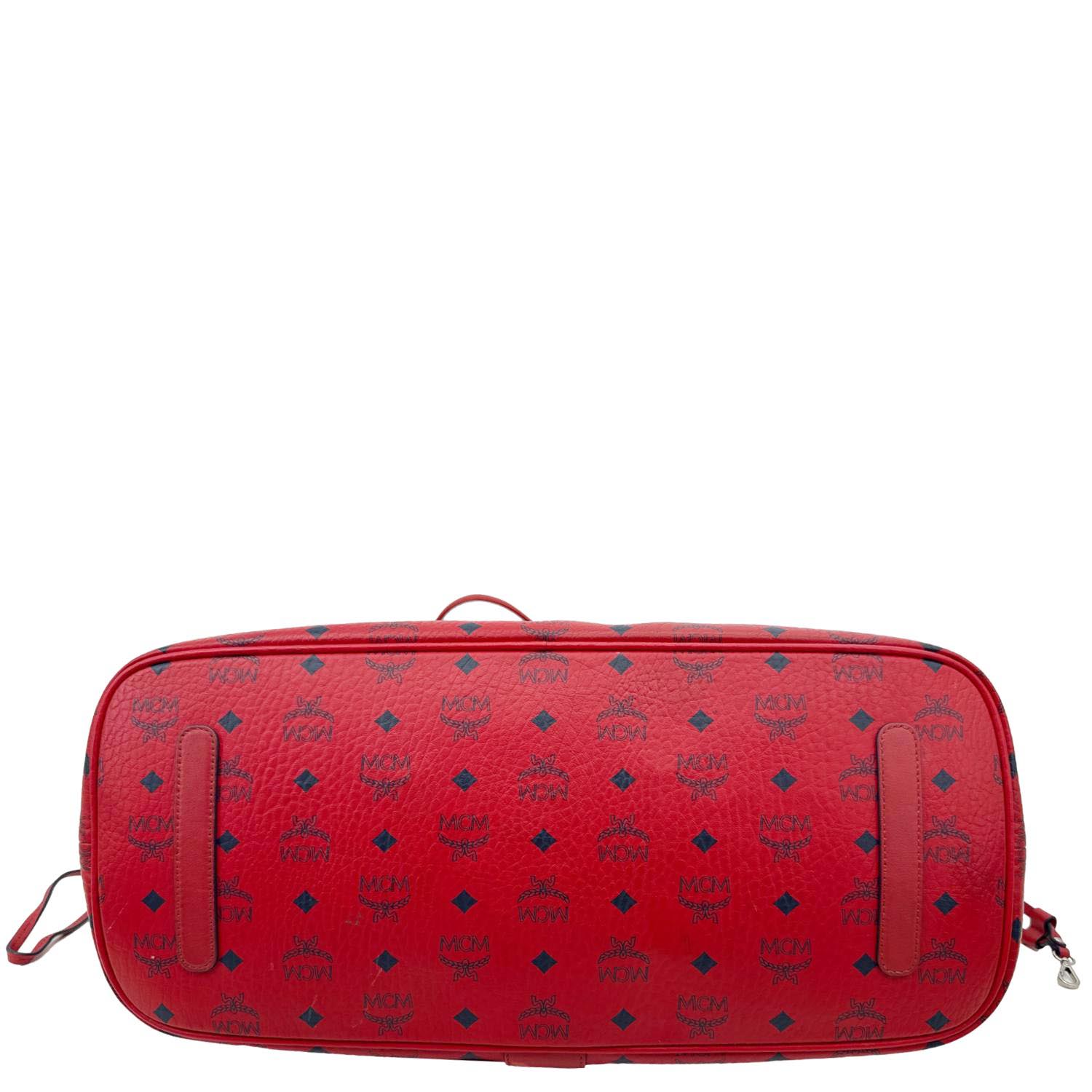 MCM Reversible Liz Large Visetos Canvas Shopper Tote Bag Red