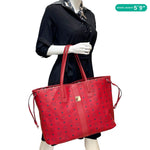 MCM Reversible Liz Large Visetos Canvas Shopper Tote Bag Red