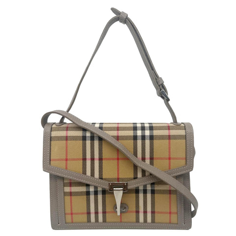 BURBERRY Macken Small Vintage Check Canvas Crossbody Bag Beige