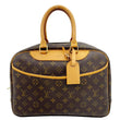 LOUIS VUITTON Deauville Boston Monogram Canvas Satchel Bag Brown