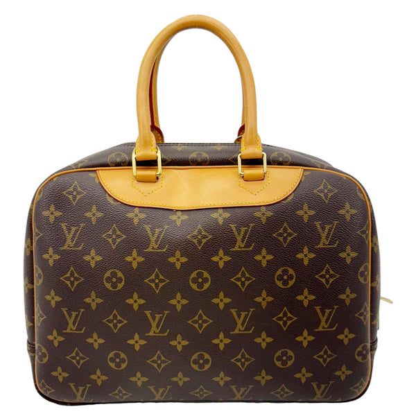 LOUIS VUITTON Deauville Boston Monogram Canvas Satchel Bag Brown