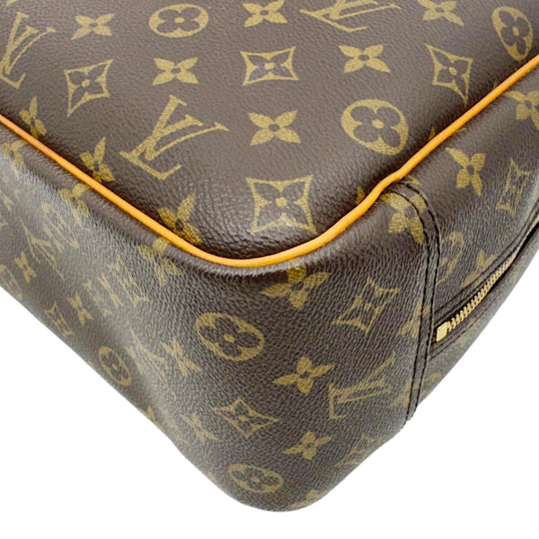 LOUIS VUITTON Deauville Boston Monogram Canvas Satchel Bag Brown