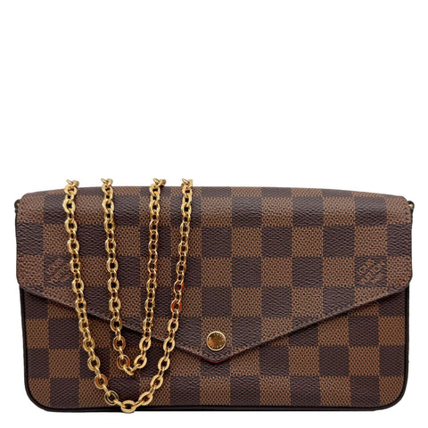 LOUIS VUITTON Felicie Pochette Damier Ebene Crossbody Bag Brown