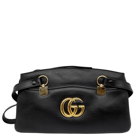 GUCCI Arli Large Calfskin Leather Top Handle Shoulder Bag Black 550130