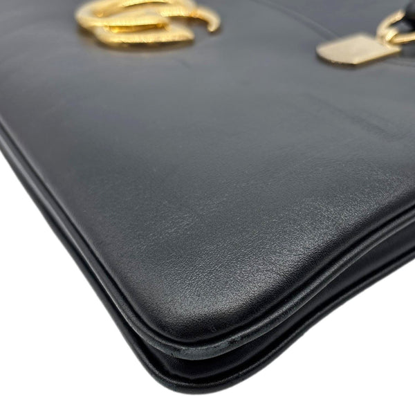GUCCI Arli Large Calfskin Leather Top Handle Shoulder Bag Black 550130