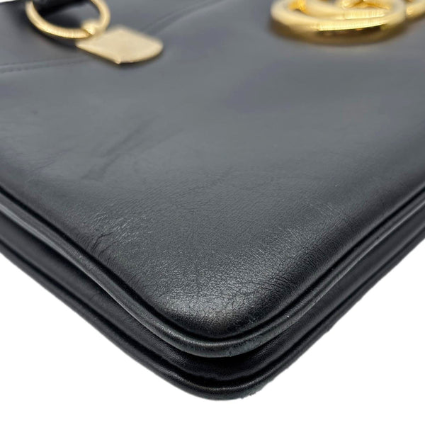 GUCCI Arli Large Calfskin Leather Top Handle Shoulder Bag Black 550130