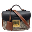 GUCCI Padlock Front Pocket Flap GG Canvas Shoulder Bag Black 658487