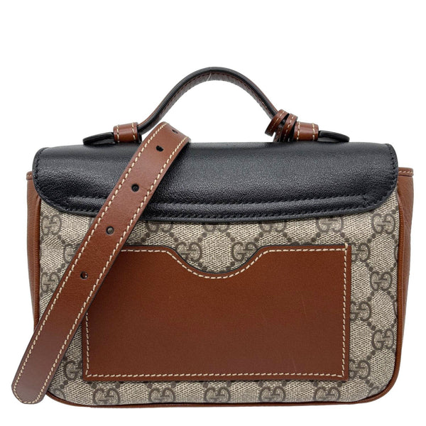 GUCCI Padlock Front Pocket Flap GG Canvas Shoulder Bag Black 658487