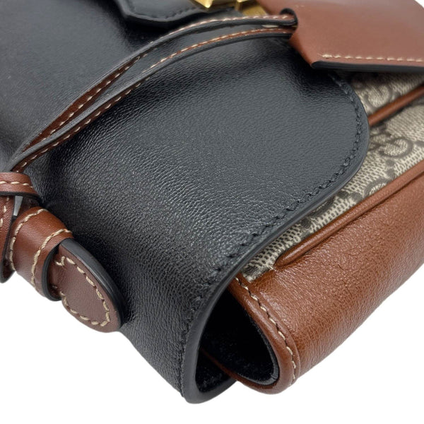 GUCCI Padlock Front Pocket Flap GG Canvas Shoulder Bag Black 658487