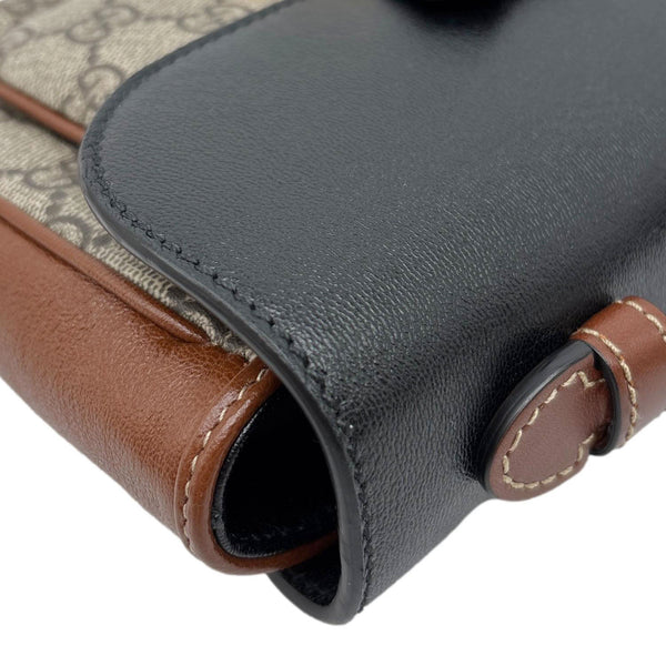 GUCCI Padlock Front Pocket Flap GG Canvas Shoulder Bag Black 658487