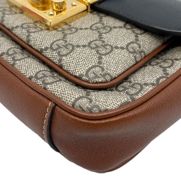 GUCCI Padlock Front Pocket Flap GG Canvas Shoulder Bag Black 658487