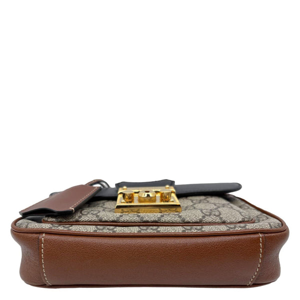 GUCCI Padlock Front Pocket Flap GG Canvas Shoulder Bag Black 658487