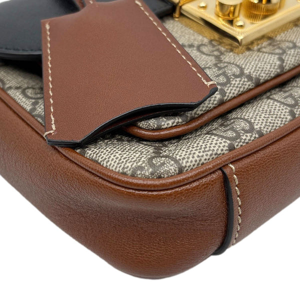 GUCCI Padlock Front Pocket Flap GG Canvas Shoulder Bag Black 658487