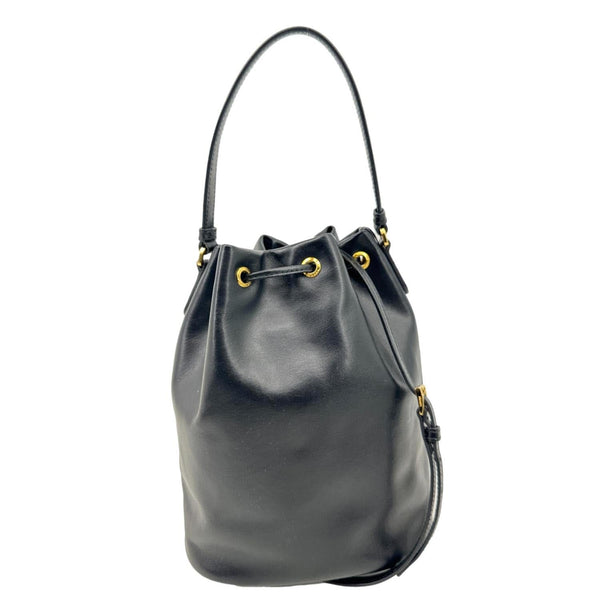 PRADA Duet Leather Bucket Bag Black