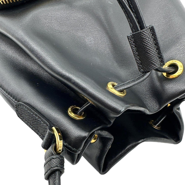 PRADA Duet Leather Bucket Bag Black