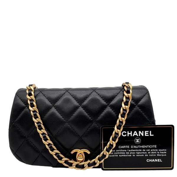 CHANEL Coco Mail Quilted Calfskin Leather Clutch With Chain Black