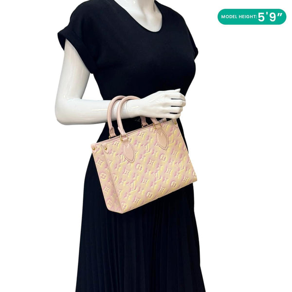 LOUIS VUITTON Stardust Onthego PM Monogram Empreinte Tote Bag Light Pink
