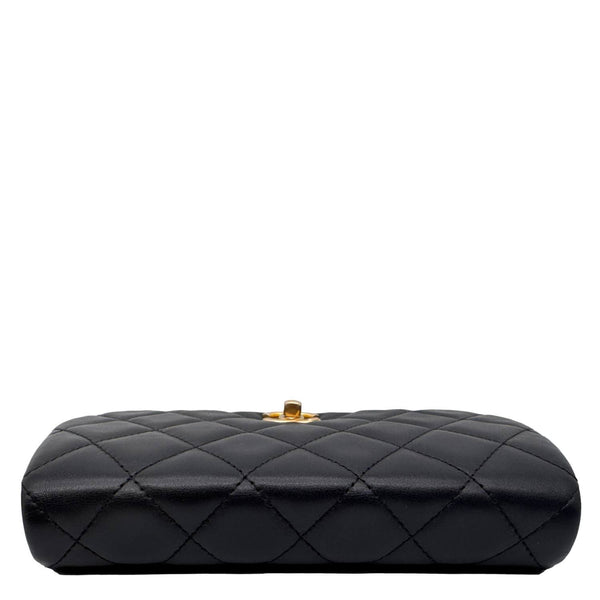 CHANEL Coco Mail Quilted Calfskin Leather Clutch With Chain Black
