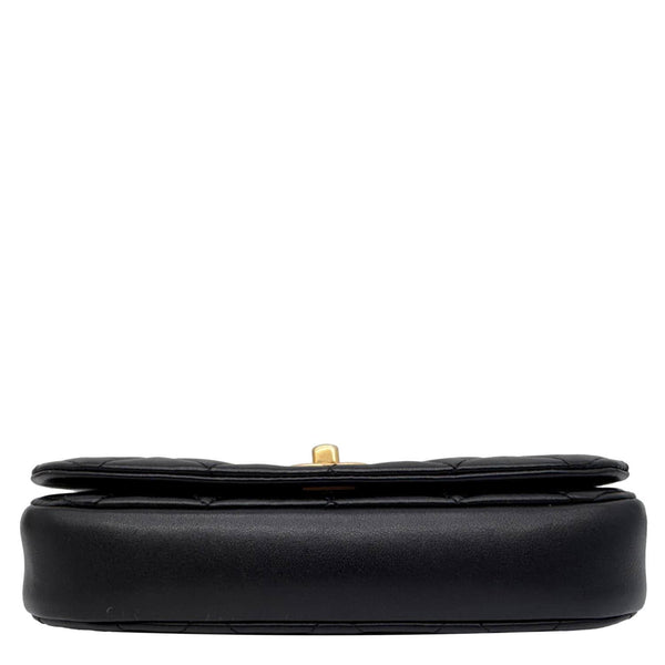 CHANEL Coco Mail Quilted Calfskin Leather Clutch With Chain Black