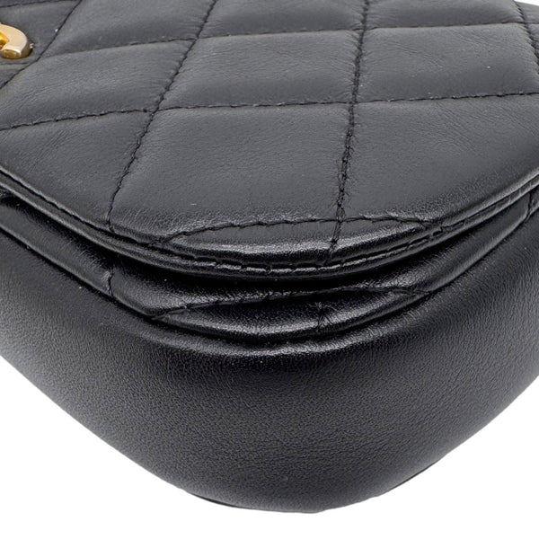 CHANEL Coco Mail Quilted Calfskin Leather Clutch With Chain Black