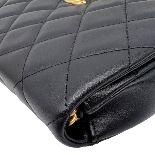 CHANEL Coco Mail Quilted Calfskin Leather Clutch With Chain Black