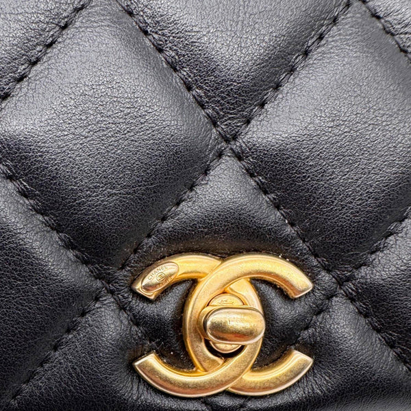 CHANEL Coco Mail Quilted Calfskin Leather Clutch With Chain Black