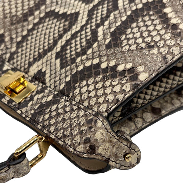 FENDI Peekaboo ISeeU Petite Python Nappa Leather Satchel Crossbody Bag Beige