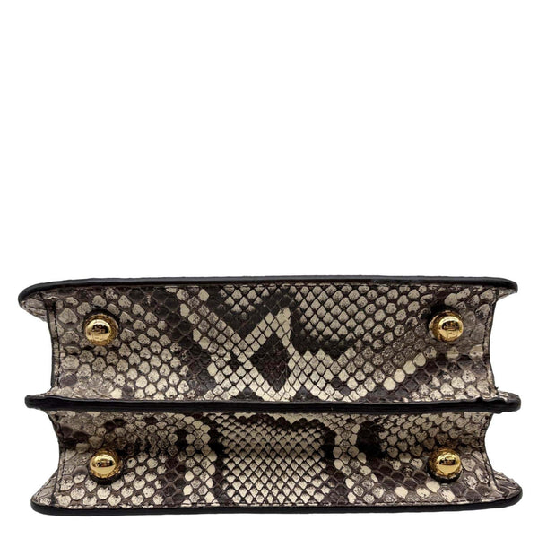 FENDI Peekaboo ISeeU Petite Python Nappa Leather Satchel Crossbody Bag Beige