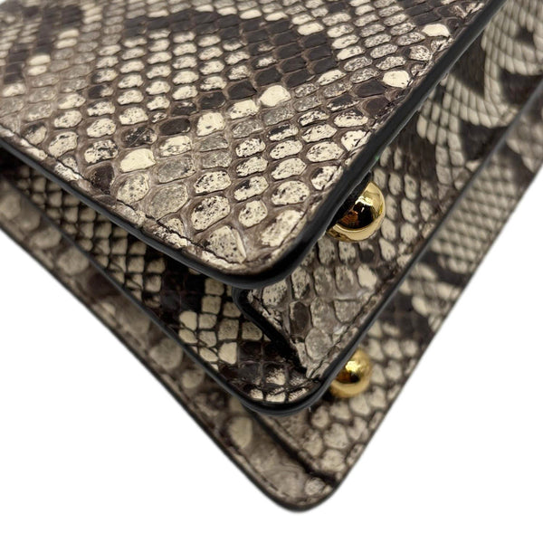 FENDI Peekaboo ISeeU Petite Python Nappa Leather Satchel Crossbody Bag Beige