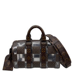 LOUIS VUITTON Keepall 25 Bandouliere Chess PVC Monogram Canvas Travel Bag Brown