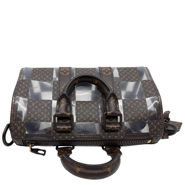 LOUIS VUITTON Keepall 25 Bandouliere Chess PVC Monogram Canvas Travel Bag Brown