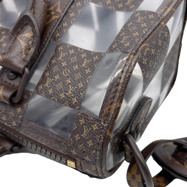 LOUIS VUITTON Keepall 25 Bandouliere Chess PVC Monogram Canvas Travel Bag Brown