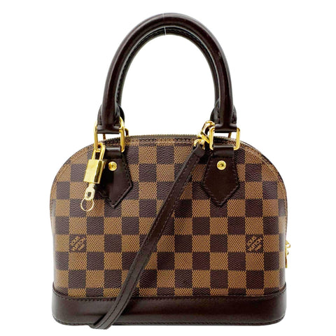 LOUIS VUITTON Alma BB Damier Ebene Satchel Shoulder Bag Brown