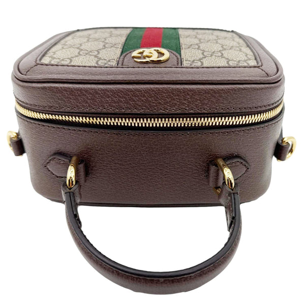 GUCCI Ophidia Web Mini GG Supreme Monogram Top Handle Shoulder Bag Beige 772157