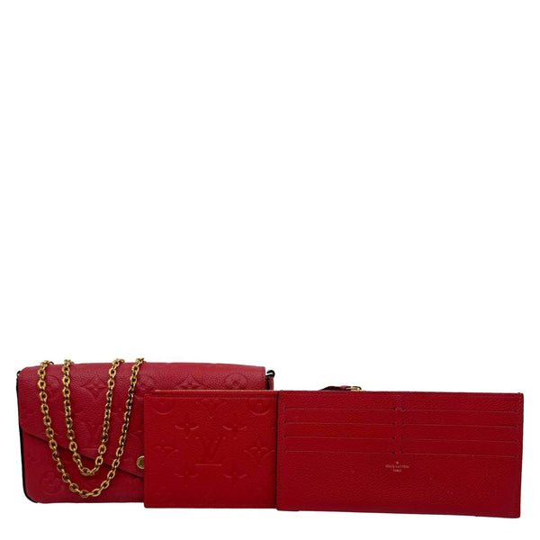 LOUIS VUITTON Felicie Monogram Empreinte Pochette Crossbody Bag Red