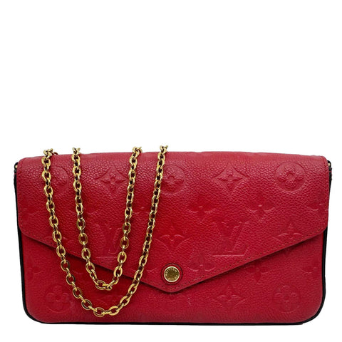 LOUIS VUITTON Felicie Monogram Empreinte Pochette Crossbody Bag Red