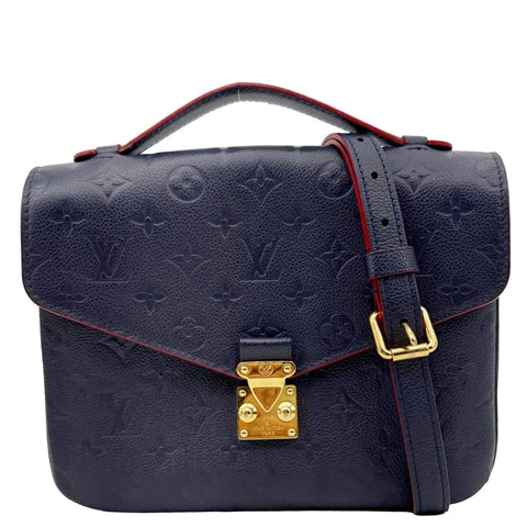 LOUIS VUITTON Metis Pochette Empreinte Leather Crossbody Bag Blue