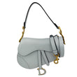 CHRISTIAN DIOR Saddle Leather Satchel Shoulder Bag Light Blue