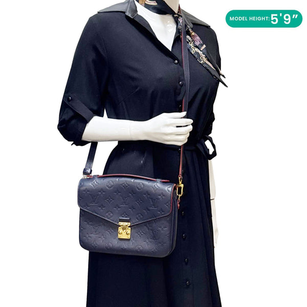 LOUIS VUITTON Metis Pochette Empreinte Leather Crossbody Bag Blue