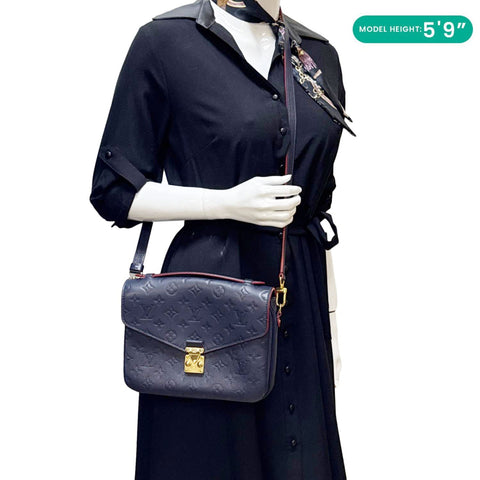 LOUIS VUITTON Metis Pochette Empreinte Leather Crossbody Bag Blue