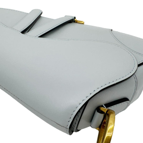 CHRISTIAN DIOR Saddle Leather Satchel Shoulder Bag Light Blue