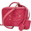 CHANEL Vanity Case Filigree CC Small Caviar Quilted Shoulder Bag Pink