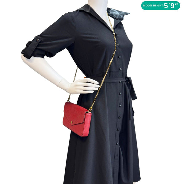 LOUIS VUITTON Felicie Monogram Empreinte Pochette Crossbody Bag Red