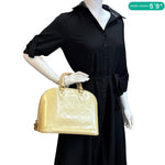 LOUIS VUITTON Alma PM Monogram Vernis Satchel Bag Yellow